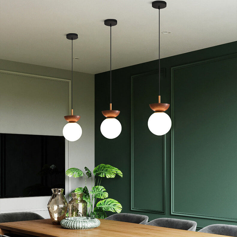 Modern Minimalist Glass Iron Orb 1-Light Semi-Flush Mount Light Pendant Light