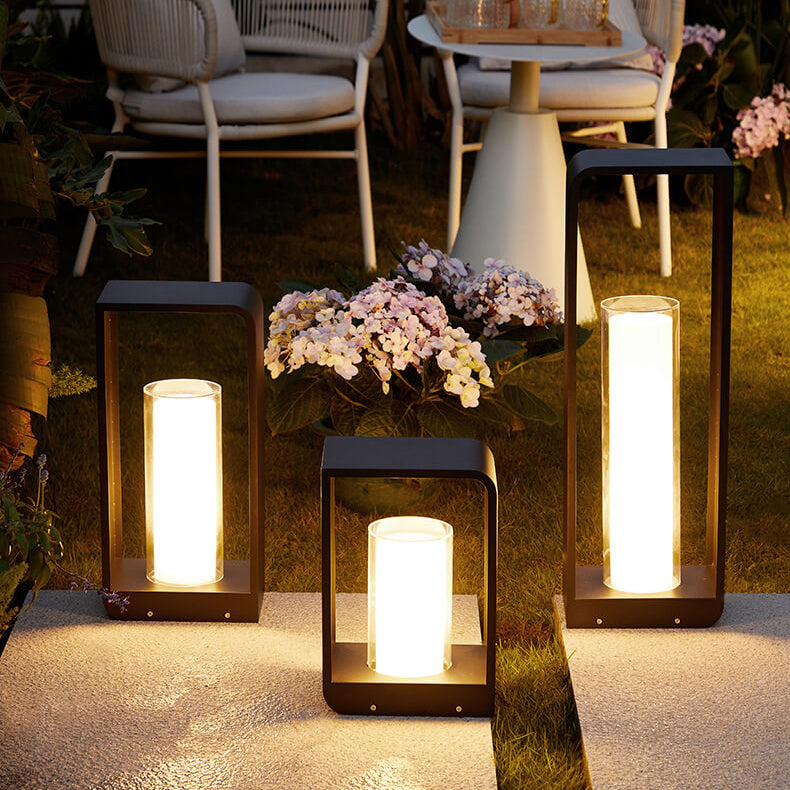 Modern Minimalist Square Frame Stainless Steel Acrylic LED Waterproof Lawn Landscape Light