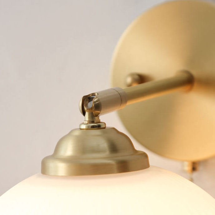 Contemporary Nordic Striped White Glass Brass 1-Light Pull Cord Wall Sconce Lamp