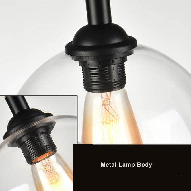 Traditional Vintage Glass Metal Rope Hanging Round 1-Light Pendant Light