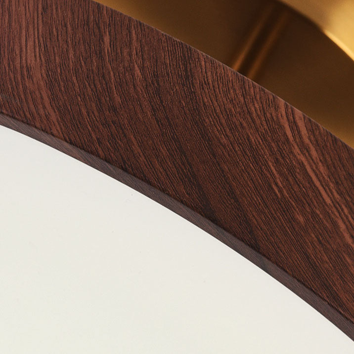 Japanese Wabi-sabi Minimalist Wood Grain Round LED Semi Flush Mount Light