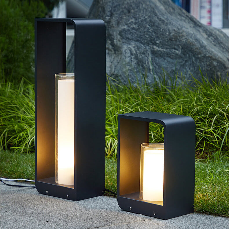 Modern Minimalist Square Frame Stainless Steel Acrylic LED Waterproof Lawn Landscape Light
