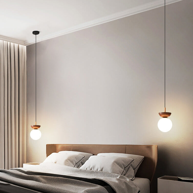 Modern Minimalist Glass Iron Orb 1-Light Semi-Flush Mount Light Pendant Light