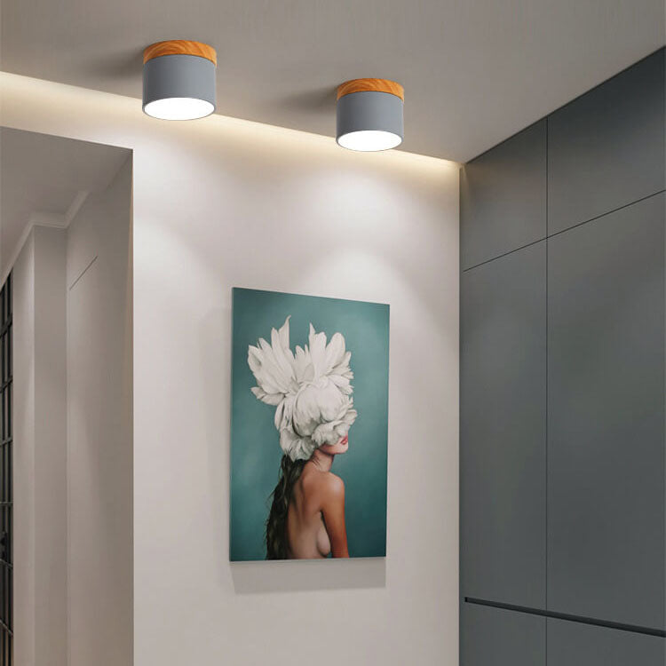 Scandinavian Macaroon Solid Color Log LED Flush Mount Flushmount Ceiling Light