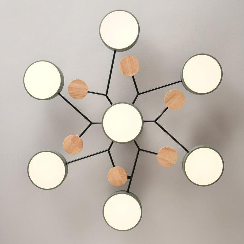 Contemporary Scandinavian Round Molecule Branch Design LED Semi Flush Mount Ceiling Light