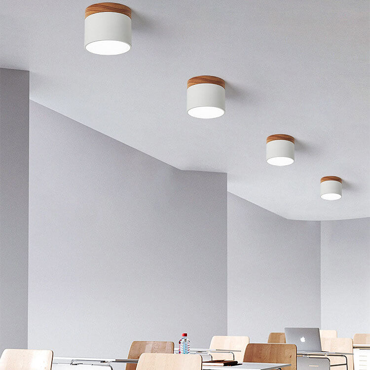 Scandinavian Macaroon Solid Color Log LED Flush Mount Flushmount Ceiling Light