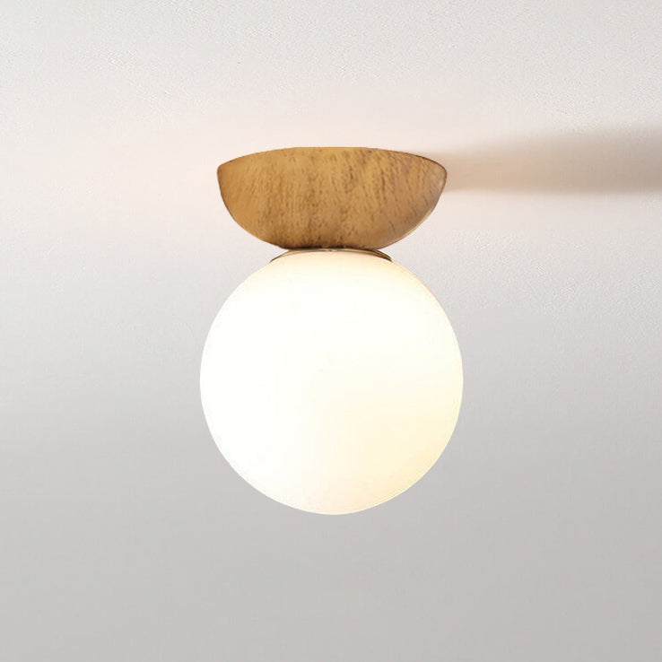 Modern Minimalist Glass Iron Orb 1-Light Semi-Flush Mount Light Pendant Light