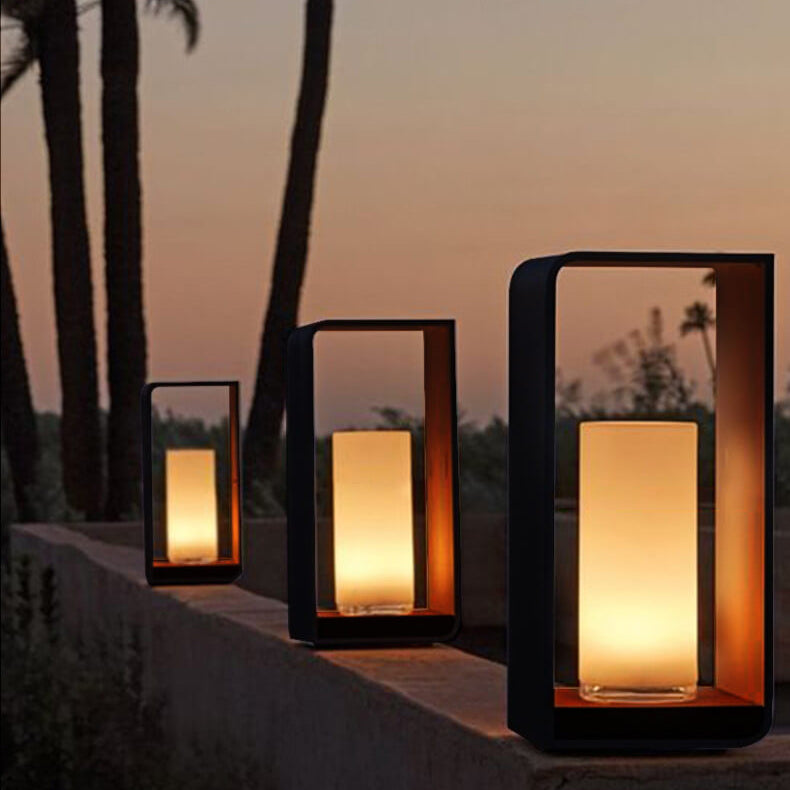 Modern Minimalist Square Frame Stainless Steel Acrylic LED Waterproof Lawn Landscape Light