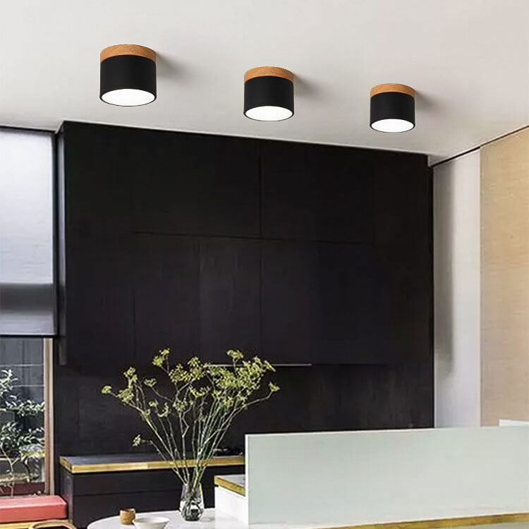 Scandinavian Macaroon Solid Color Log LED Flush Mount Flushmount Ceiling Light