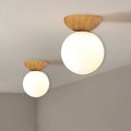 Modern Minimalist Glass Iron Orb 1-Light Semi-Flush Mount Light Pendant Light