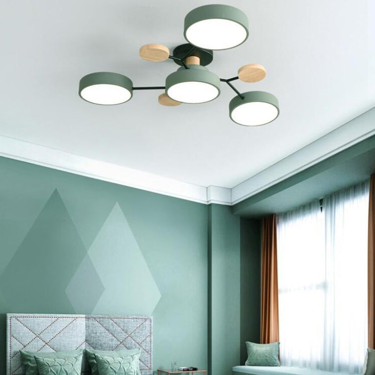 Contemporary Scandinavian Round Molecule Branch Design LED Semi Flush Mount Ceiling Light
