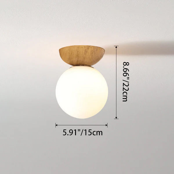 Modern Minimalist Glass Iron Orb 1-Light Semi-Flush Mount Light Pendant Light