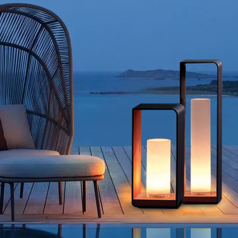 Modern Minimalist Square Frame Stainless Steel Acrylic LED Waterproof Lawn Landscape Light