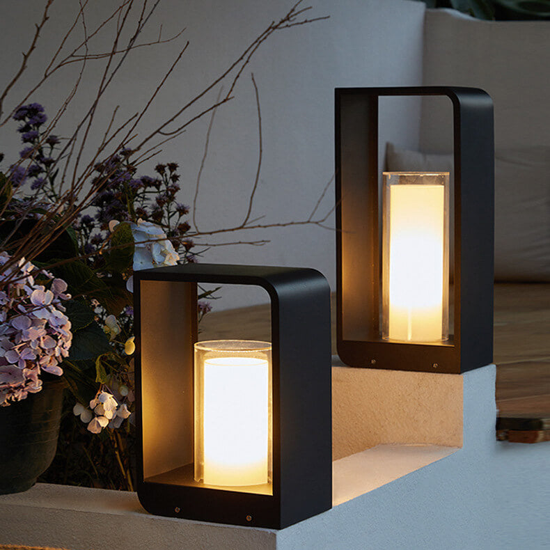 Modern Minimalist Square Frame Stainless Steel Acrylic LED Waterproof Lawn Landscape Light