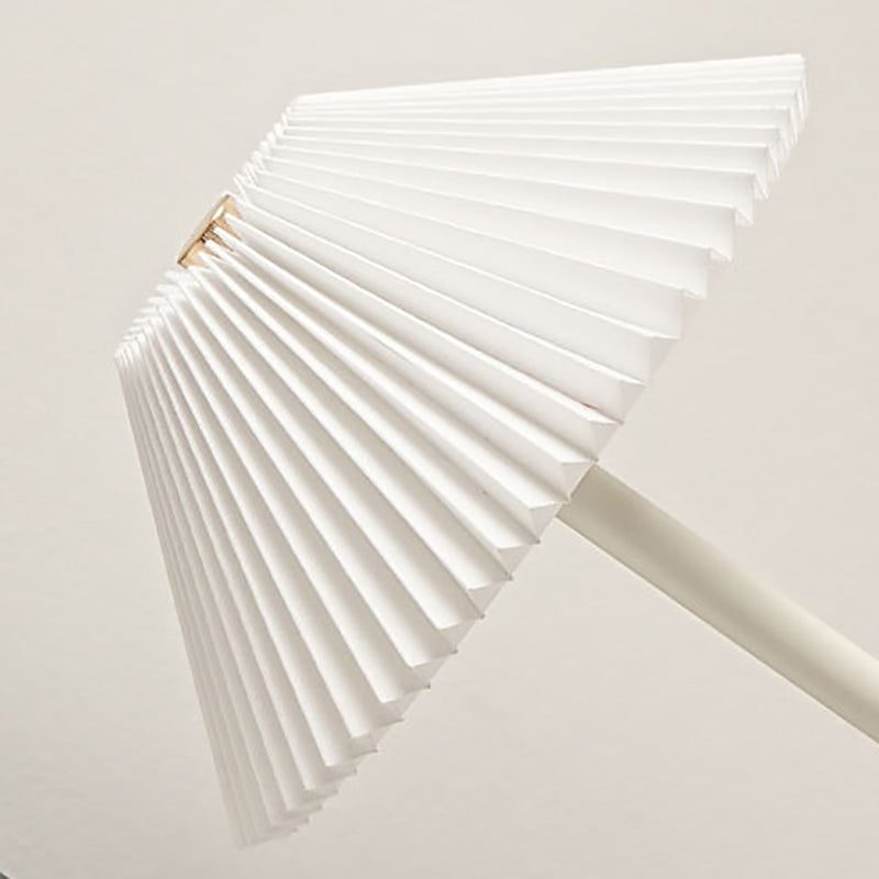 Contemporary Scandinavian Rechargeable Iron Fabric Conic Pleated 1-Light Table Lamp