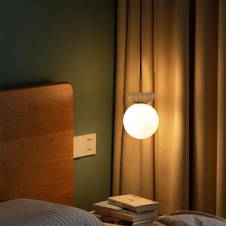 Modern Minimalist Glass Iron Orb 1-Light Semi-Flush Mount Light Pendant Light