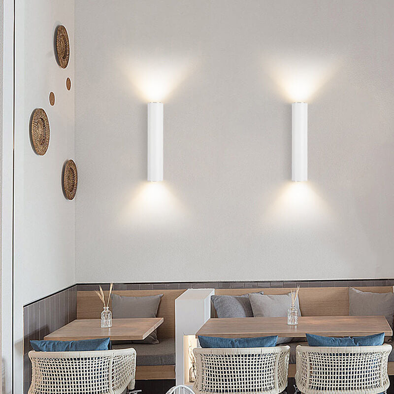 Modern Minimalist Round Aluminum Cylindrical 2-Light Wall Sconce Lamp