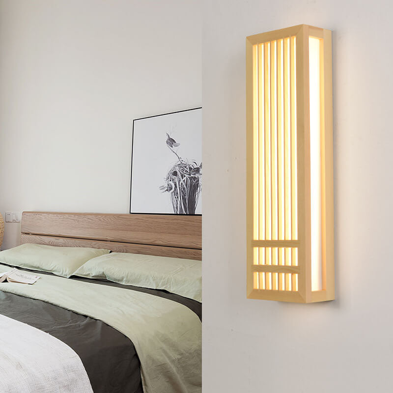 Modern Minimalist Solid Wood Acrylic Rectangular LED Wall Sconce Lamp