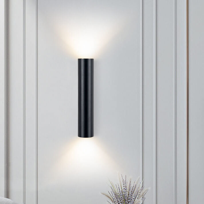 Modern Minimalist Round Aluminum Cylindrical 2-Light Wall Sconce Lamp