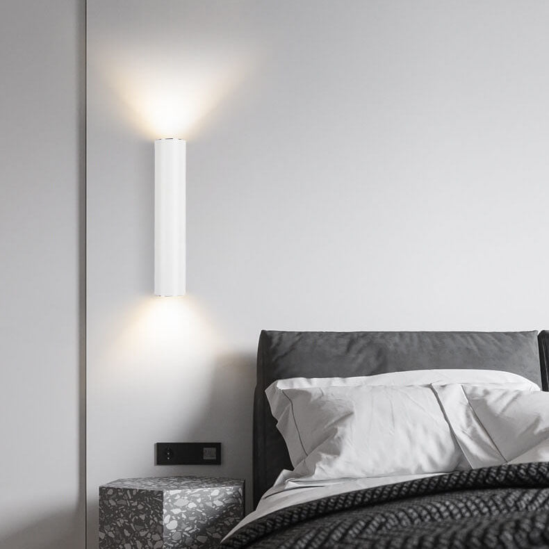 Modern Minimalist Round Aluminum Cylindrical 2-Light Wall Sconce Lamp