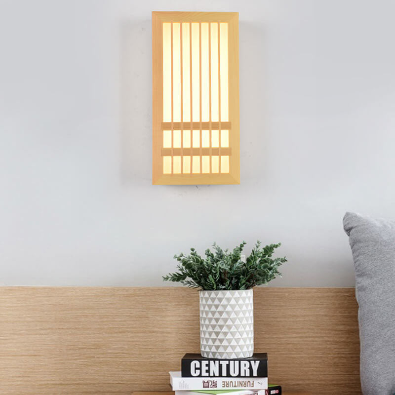 Modern Minimalist Solid Wood Acrylic Rectangular LED Wall Sconce Lamp