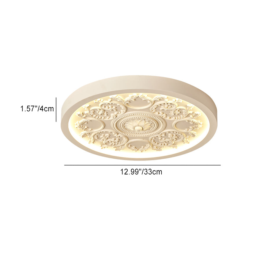 Modern Minimalist Carved Iron Resin Acrylic LED Flush Mount Ceiling Light