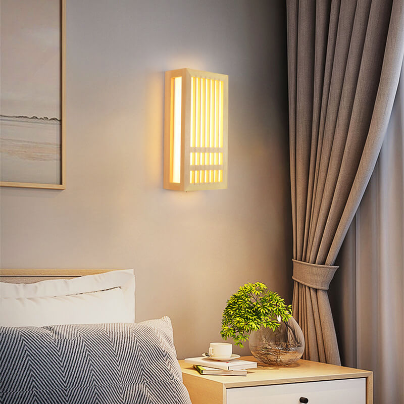 Modern Minimalist Solid Wood Acrylic Rectangular LED Wall Sconce Lamp