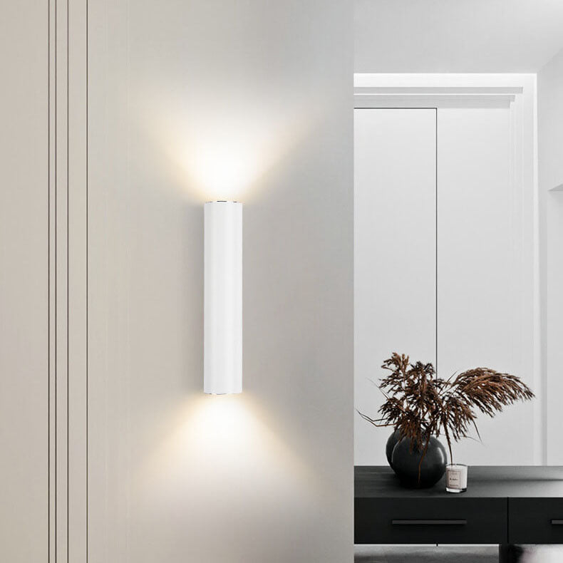 Modern Minimalist Round Aluminum Cylindrical 2-Light Wall Sconce Lamp