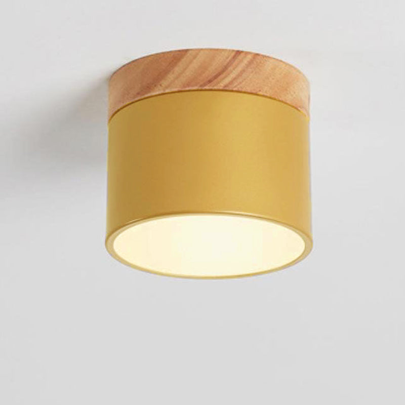 Scandinavian Macaroon Solid Color Log LED Flush Mount Flushmount Ceiling Light