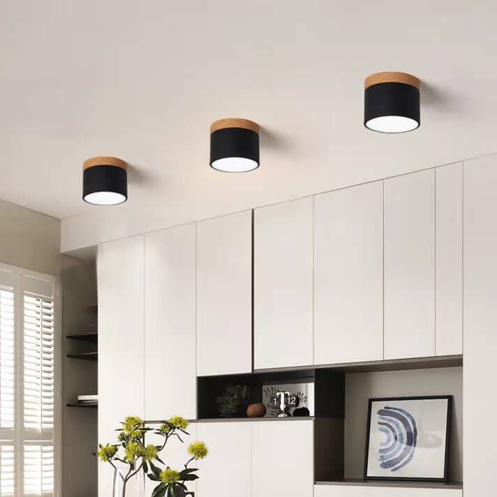 Scandinavian Macaroon Solid Color Log LED Flush Mount Flushmount Ceiling Light