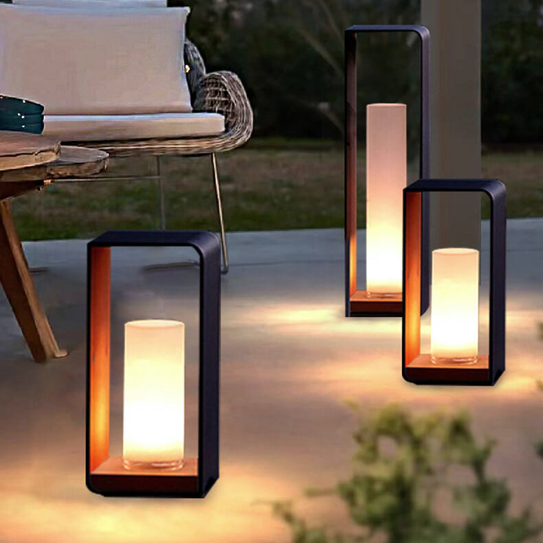 Modern Minimalist Square Frame Stainless Steel Acrylic LED Waterproof Lawn Landscape Light