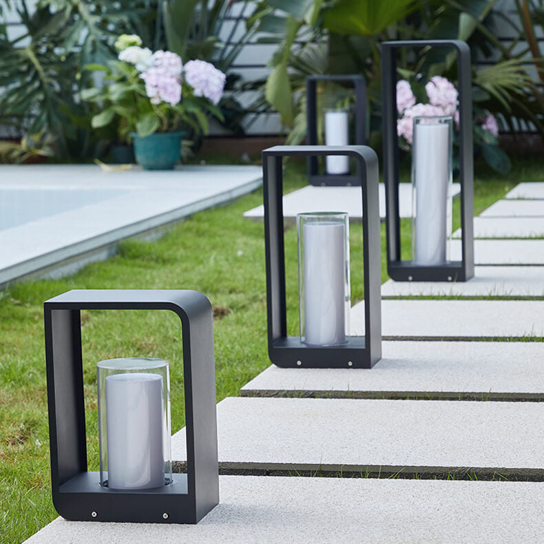 Modern Minimalist Square Frame Stainless Steel Acrylic LED Waterproof Lawn Landscape Light