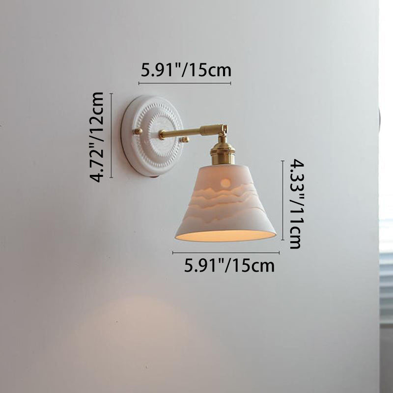 Traditional Vintage Round Ceramic Brass 1-Light Wall Sconce Lamp