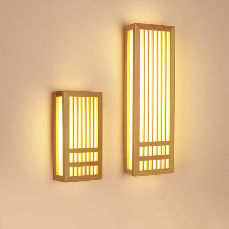 Modern Minimalist Solid Wood Acrylic Rectangular LED Wall Sconce Lamp