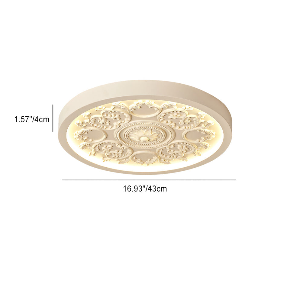 Modern Minimalist Carved Iron Resin Acrylic LED Flush Mount Ceiling Light
