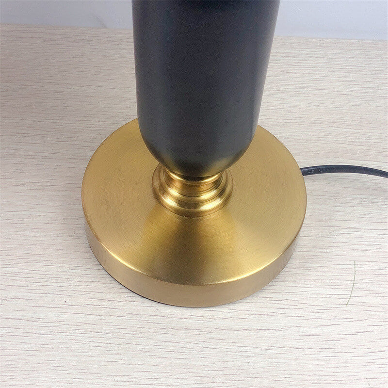 Traditional French Round Fabric PVC Metal Pleated Shade Table Lamp