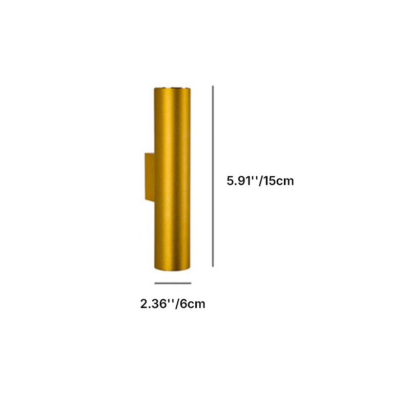 Modern Minimalist Round Aluminum Cylindrical 2-Light Wall Sconce Lamp