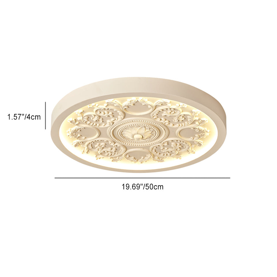 Modern Minimalist Carved Iron Resin Acrylic LED Flush Mount Ceiling Light