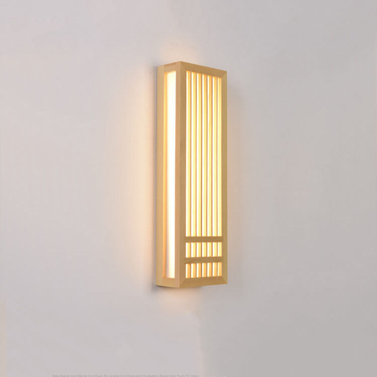 Modern Minimalist Solid Wood Acrylic Rectangular LED Wall Sconce Lamp