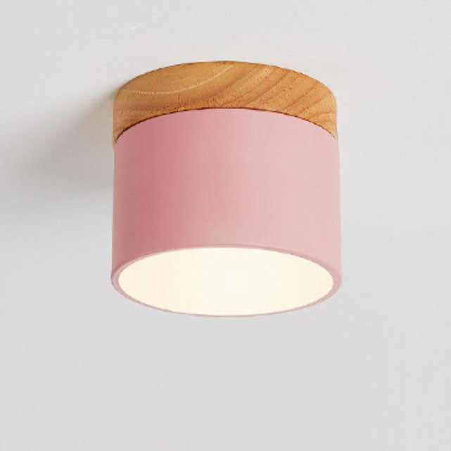 Scandinavian Macaroon Solid Color Log LED Flush Mount Flushmount Ceiling Light