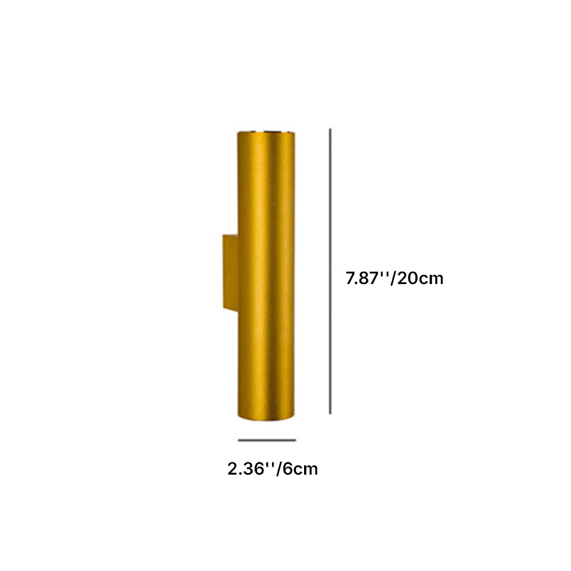 Modern Minimalist Round Aluminum Cylindrical 2-Light Wall Sconce Lamp