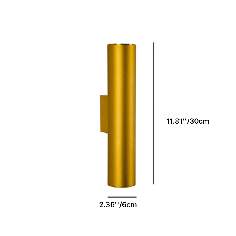 Modern Minimalist Round Aluminum Cylindrical 2-Light Wall Sconce Lamp