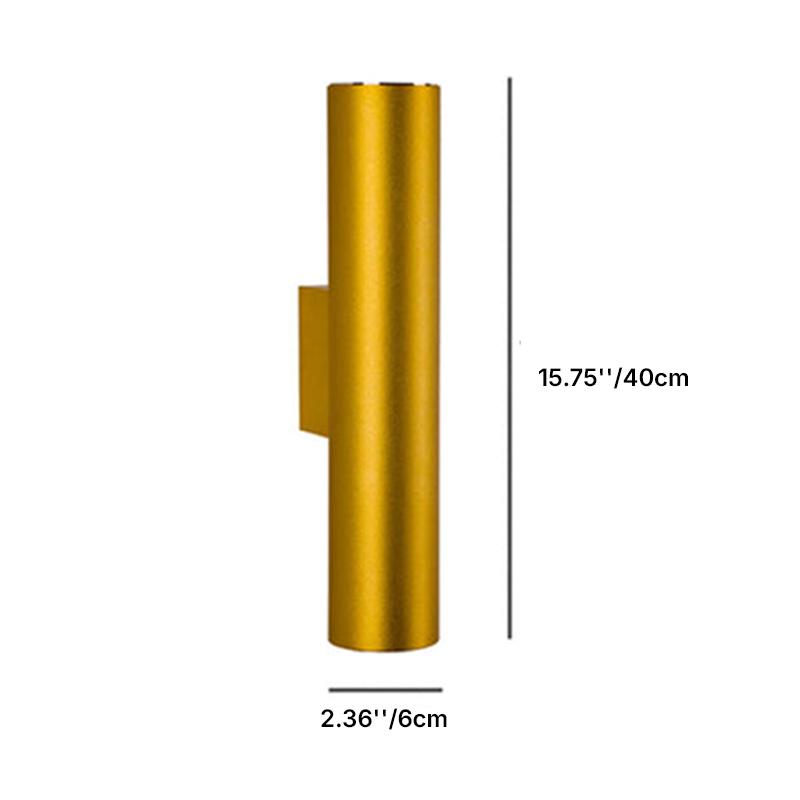 Modern Minimalist Round Aluminum Cylindrical 2-Light Wall Sconce Lamp