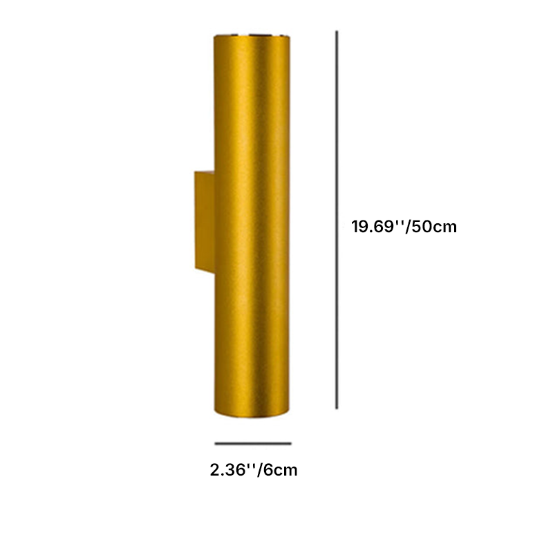 Modern Minimalist Round Aluminum Cylindrical 2-Light Wall Sconce Lamp