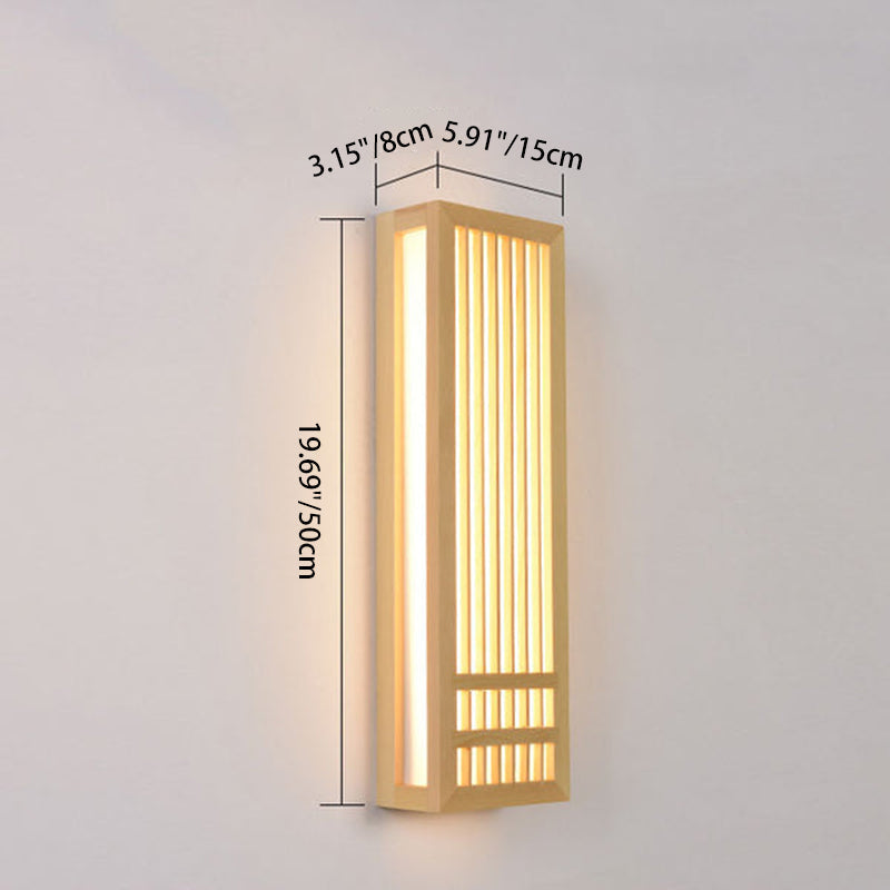 Modern Minimalist Solid Wood Acrylic Rectangular LED Wall Sconce Lamp