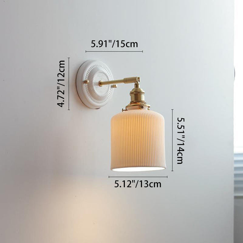 Traditional Vintage Round Ceramic Brass 1-Light Wall Sconce Lamp