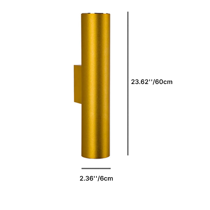 Modern Minimalist Round Aluminum Cylindrical 2-Light Wall Sconce Lamp