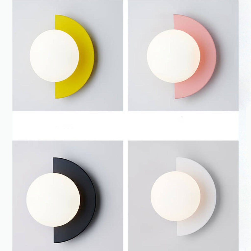 Modern Minimalist Glass Spherical Colorful Semicircle Design 1-Light Wall Sconce Lamp