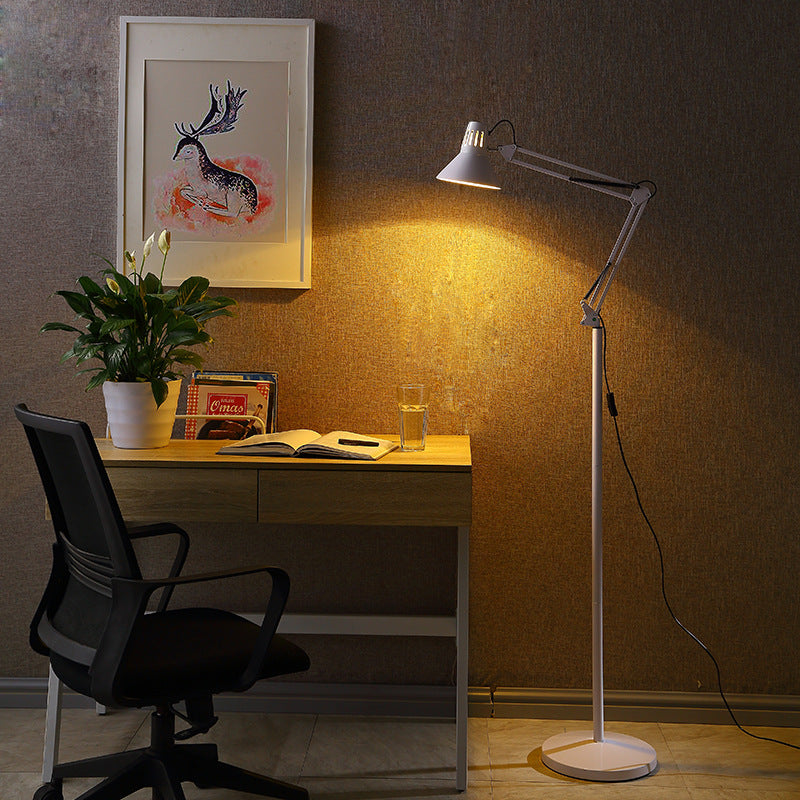 Contemporary Scandinavian Retractable Swivel Round Iron 1-Light Standing Floor Lamp
