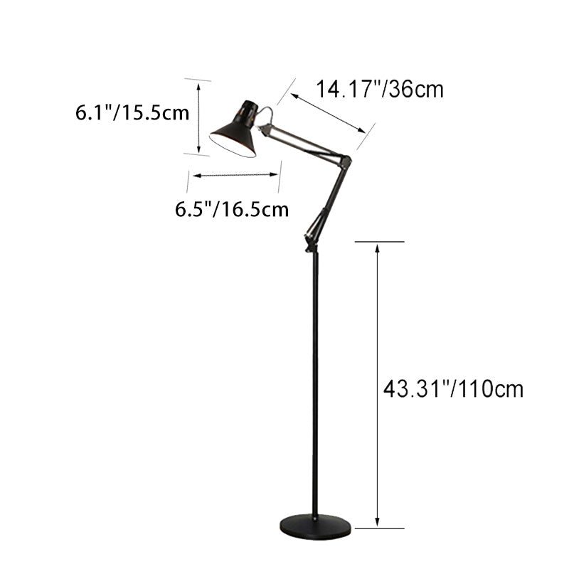 Contemporary Scandinavian Retractable Swivel Round Iron 1-Light Standing Floor Lamp